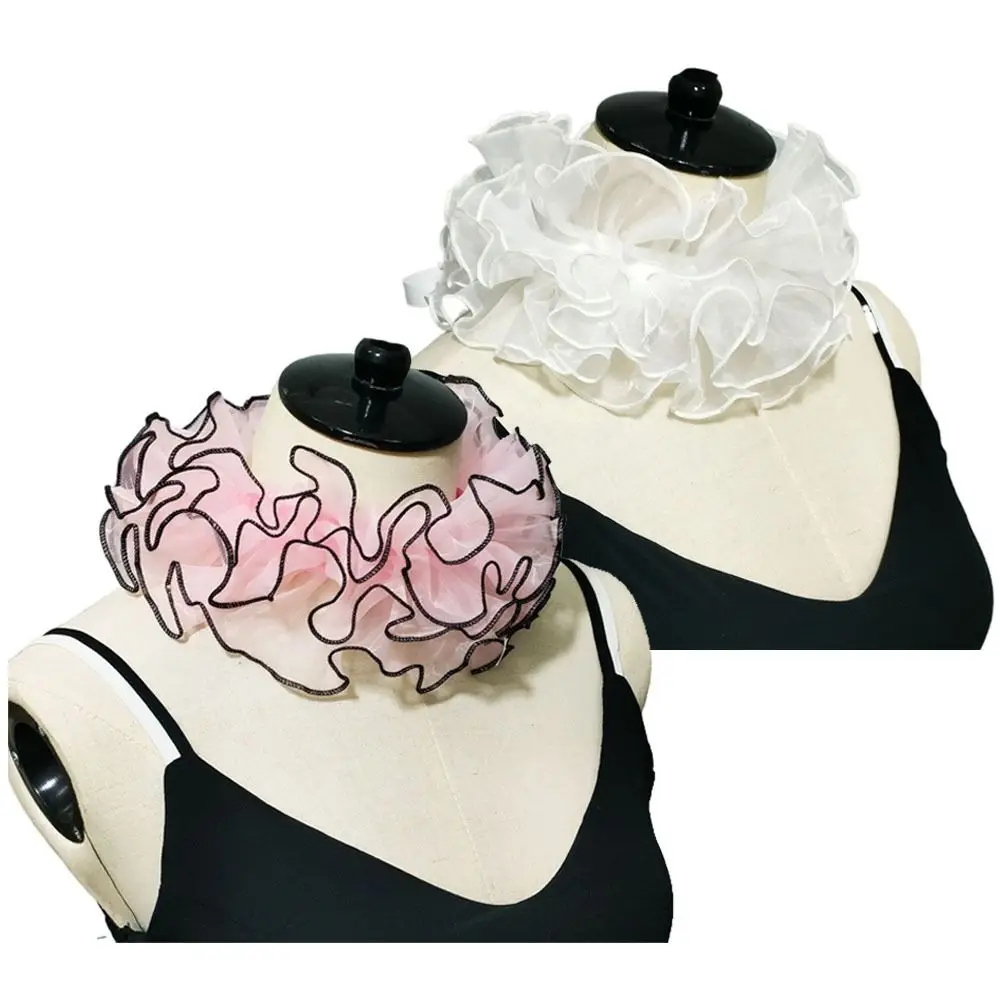 

Ruffled Lace False Collar Detachable Layered Design Shawl Palace Aristocratic Literary Clown Neck Collar Wedding Accessories