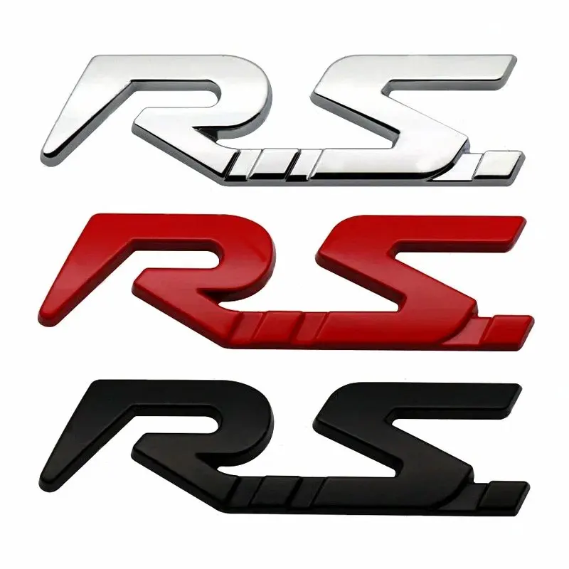 Car Sticker 3D Metal RS Logo Rear Trunk Side Fender Emblem Badge Decal for Megane Laguna Duster Captur Fluence Espace styling