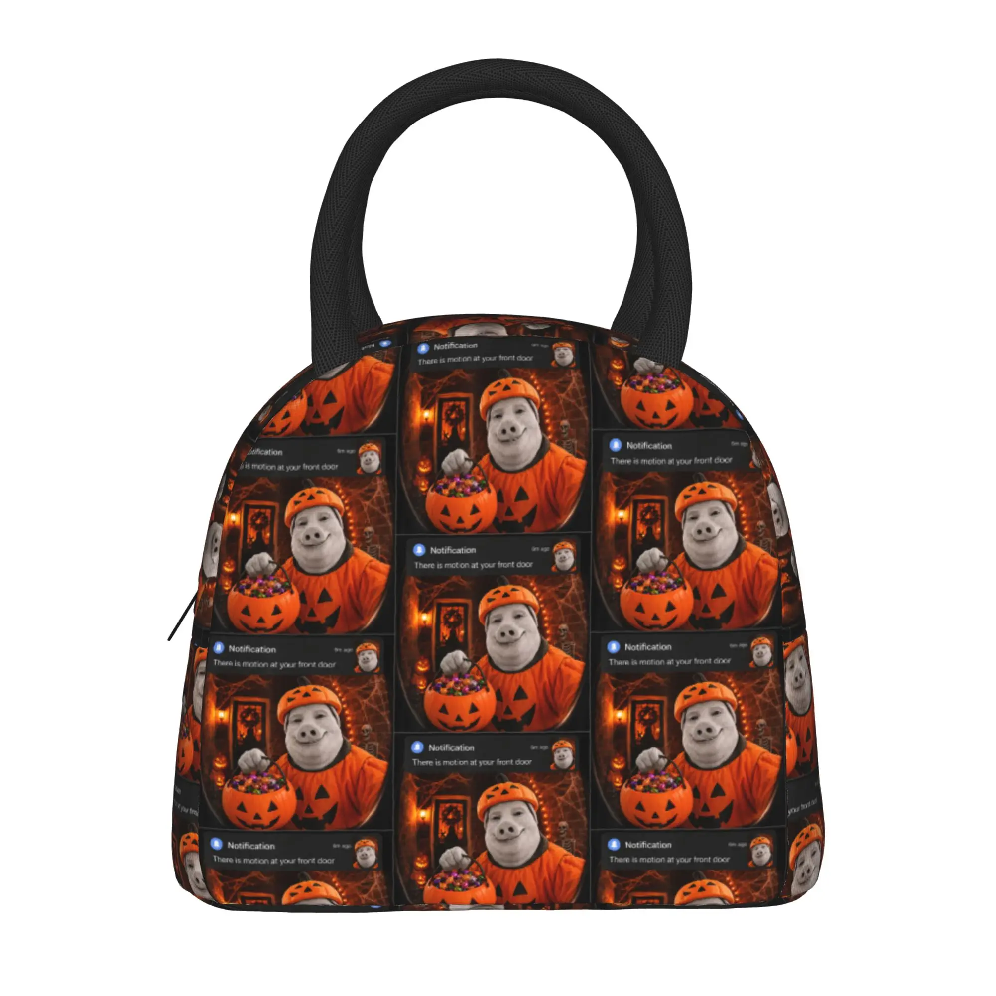 John Pork Pumpkin Costume Front Door Motion Halloween Meme Lunch Bag For Adult Print Lunch Box Picnic Cooler Bag Tote Handbags