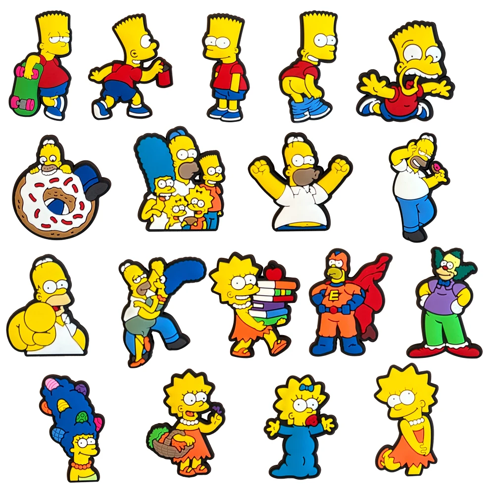 Bestseller Cartoon Wacky Simpson Anime-Serie PVC-Schuhzubehör DIY Abnehmbare Wasserdichte Kreative Lustige Geschenke – Detail 13