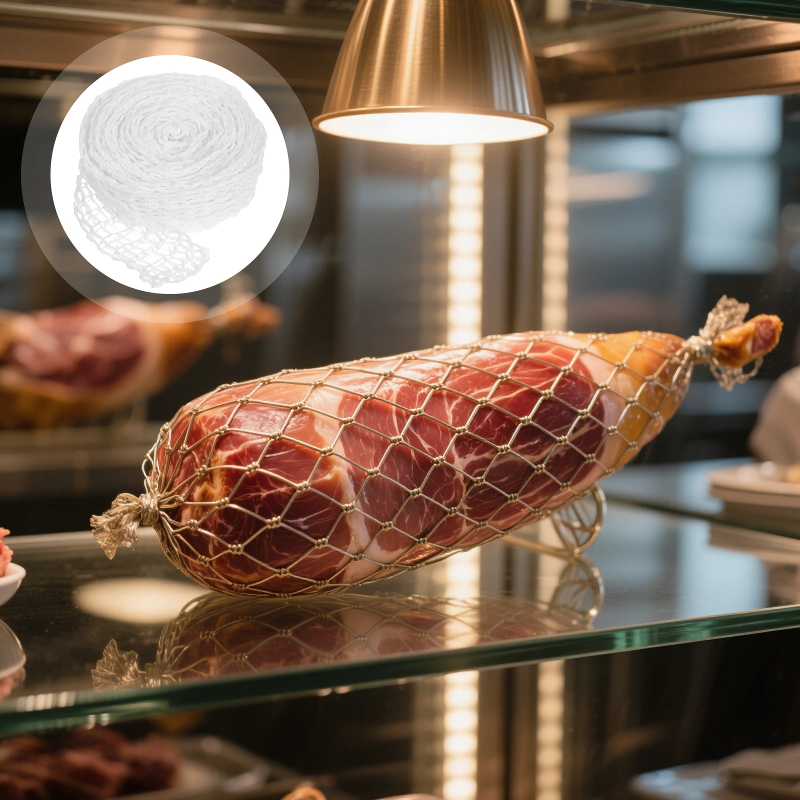 

1 Roll 5M Ham Wrapping Net Elastic Meat Netting For Cooking Smoking Roasting Sausage Poultry Beef Reusable Kitchen Mesh Bulk