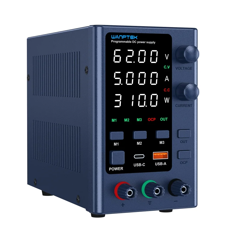 

Wanptek EPS6205 Adjustable DC Power Supply 62V 5A 310W with USB & Type C Regulated Switching Lab Bench Power Supply