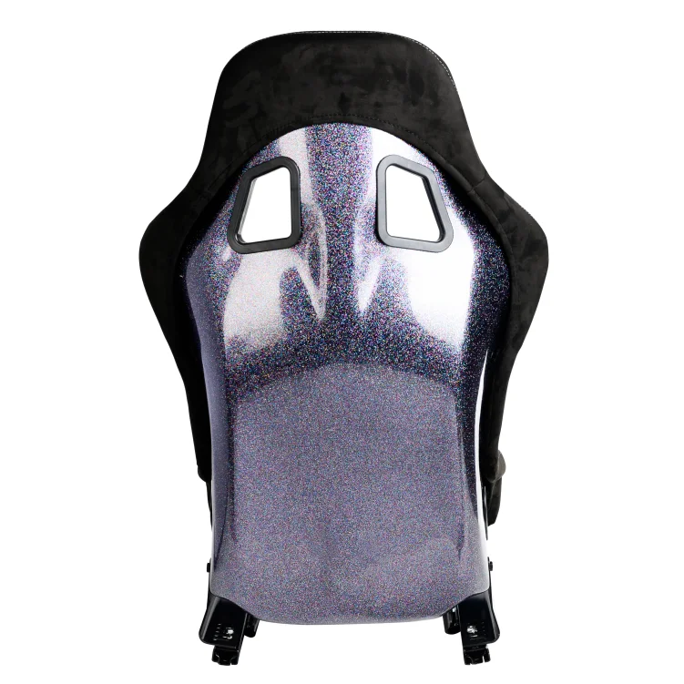 JBR1022 Universal Black Suede Red Stitch Glitter Fiberglass Racing Bucket Seat