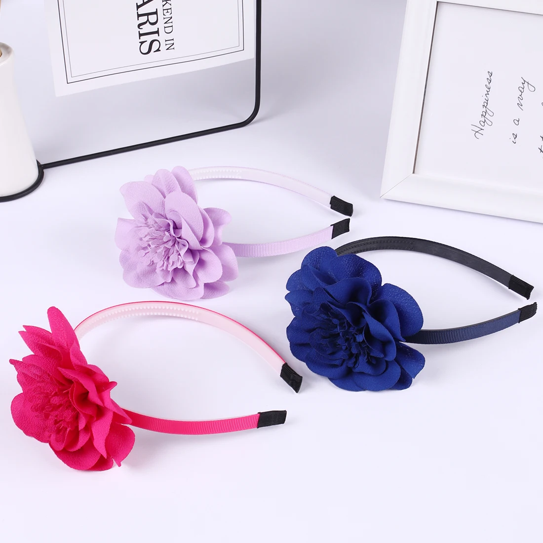 1PC Girls Flower Headbands Chiffon Large Foral Hairbands Kids Plastic Teeth Headband Girls Women Hair Accessories