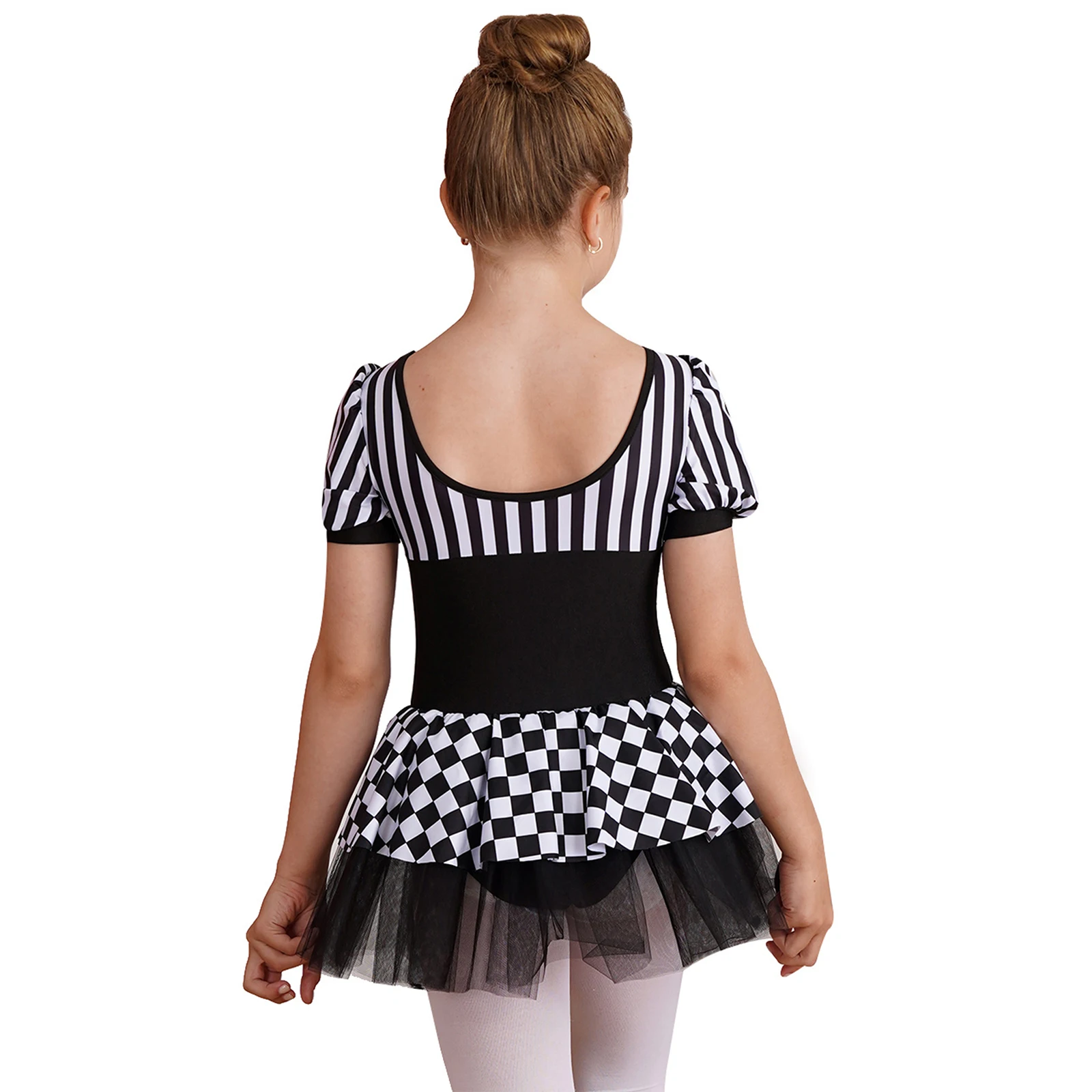 2023 Halloween Cosplay Zirkus Clown Kostüm Kinder Mädchen Streifen Schachbrett Ballett Tutu Trikot Kleid Weihnachts feier Tanz kleidung