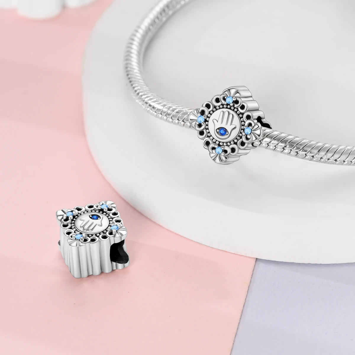 Fit Original Bracelets Silver Plated Fatima Dream Catcher Evil Eyes Charms DIY Beads For Women Jewerly Making Gift