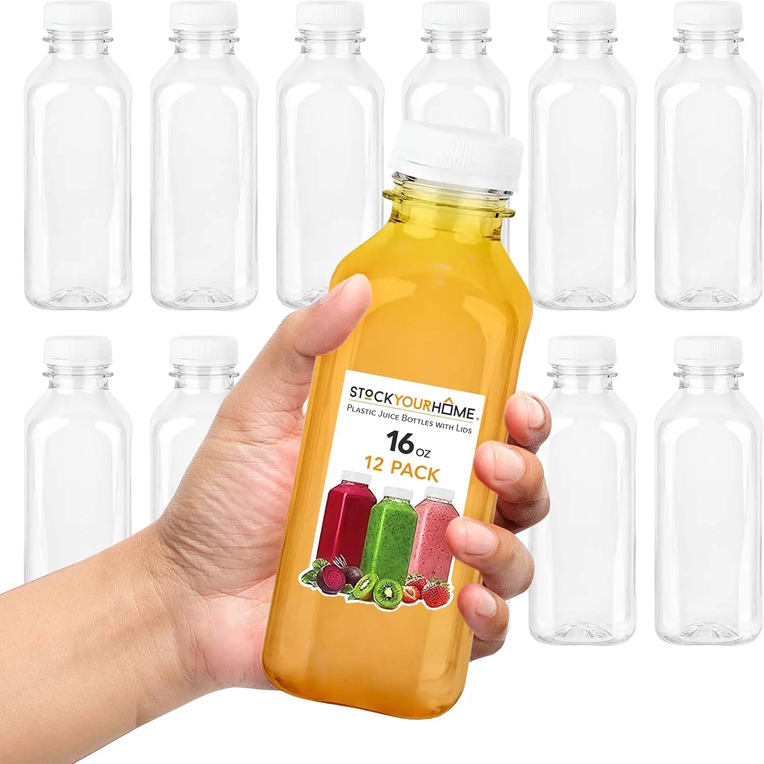 Meal Prep Smoothies - 16 oz Clear Plastic Juice Bottles