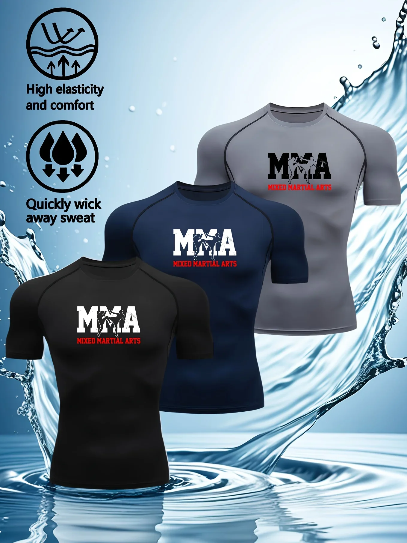 Triplet Men's Compression Printed T Shirt Summer Sportswear Running T-shirt Elastic Quick Dry Sport Gym Fitness TShirts Men
