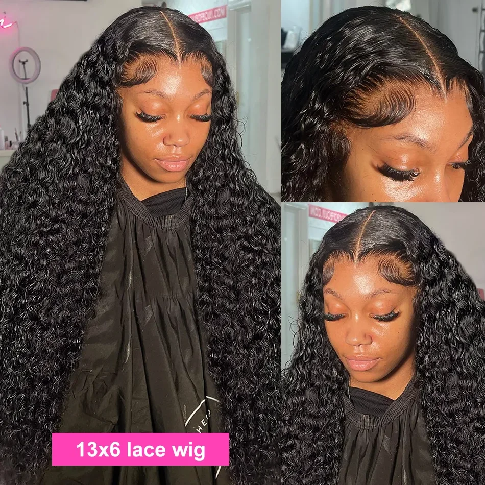 Loose Deep Wave Curly Peruca de cabelo humano, 13x6, 13x4 HD Lace Frontal Wig, 30, 40 Polegada, 360 Full Water Wave Lace Front Wig, 5x5 HD Encerramento