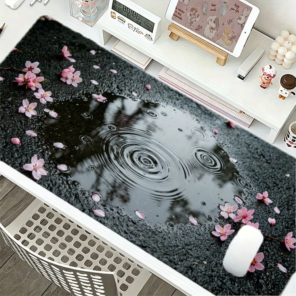 in Flower Raindrop Aesthetic Mouse Pad, featuring romantic and natural design with a serene and elegant style,