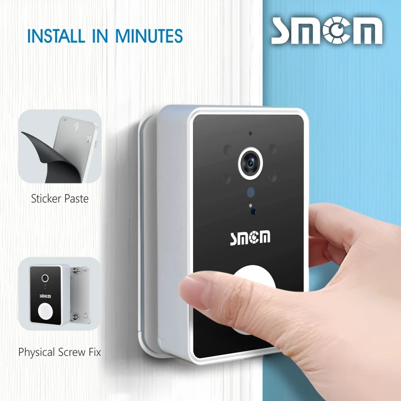 Timbre de Video inalámbrico Tuya, cámara de seguridad recargable, gran angular, visión inteligente, WiFi