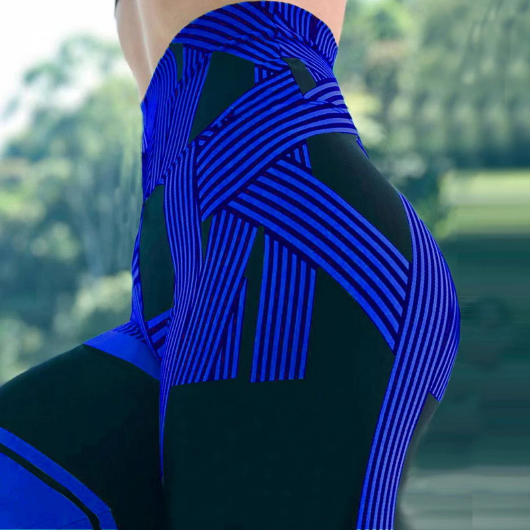 Women’s yoga pants, base layer pants with prints, elastic, sporty long pants, high waist, enhances the