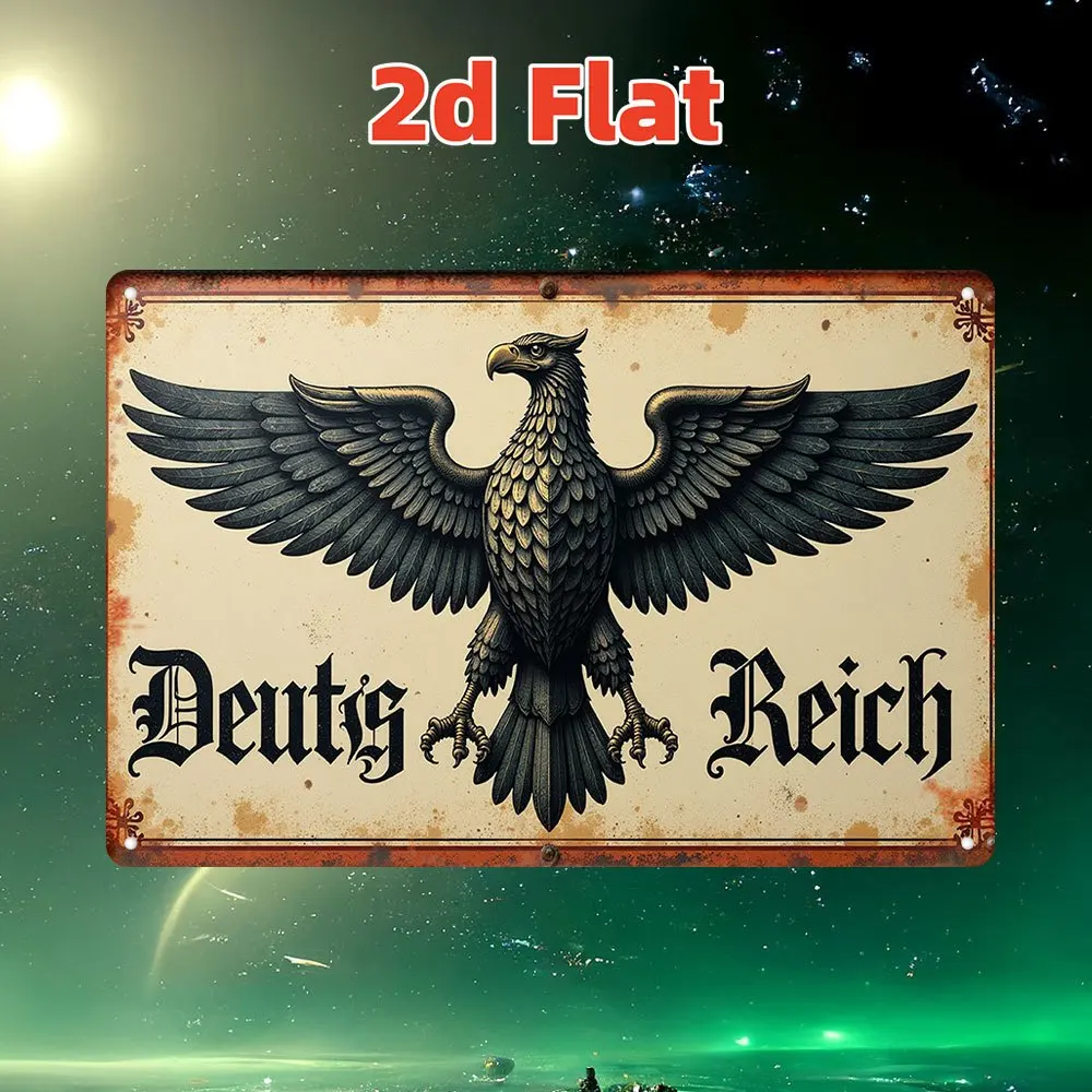 Vintage German Eagle Metal Tin Sign -  Wall Art with Ornate Design, Waterproof & Dustproof, Bohemian Style Decor for Home,