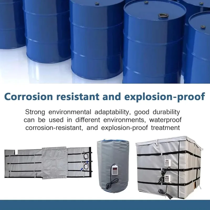 IBC and Drum Container Blanket Heater Insulation Jackets With Digital Thermostats and Plugs for Various Countries