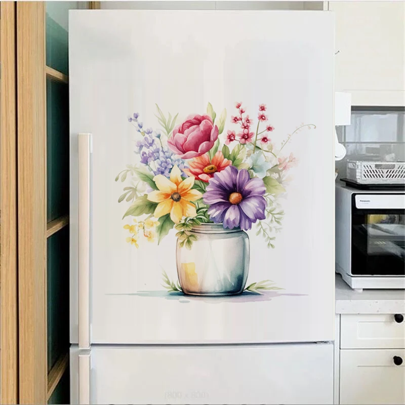 C53# Flowers and plants wall stickers bathroom toilet decoration decals living room cabinets home decoration murals
