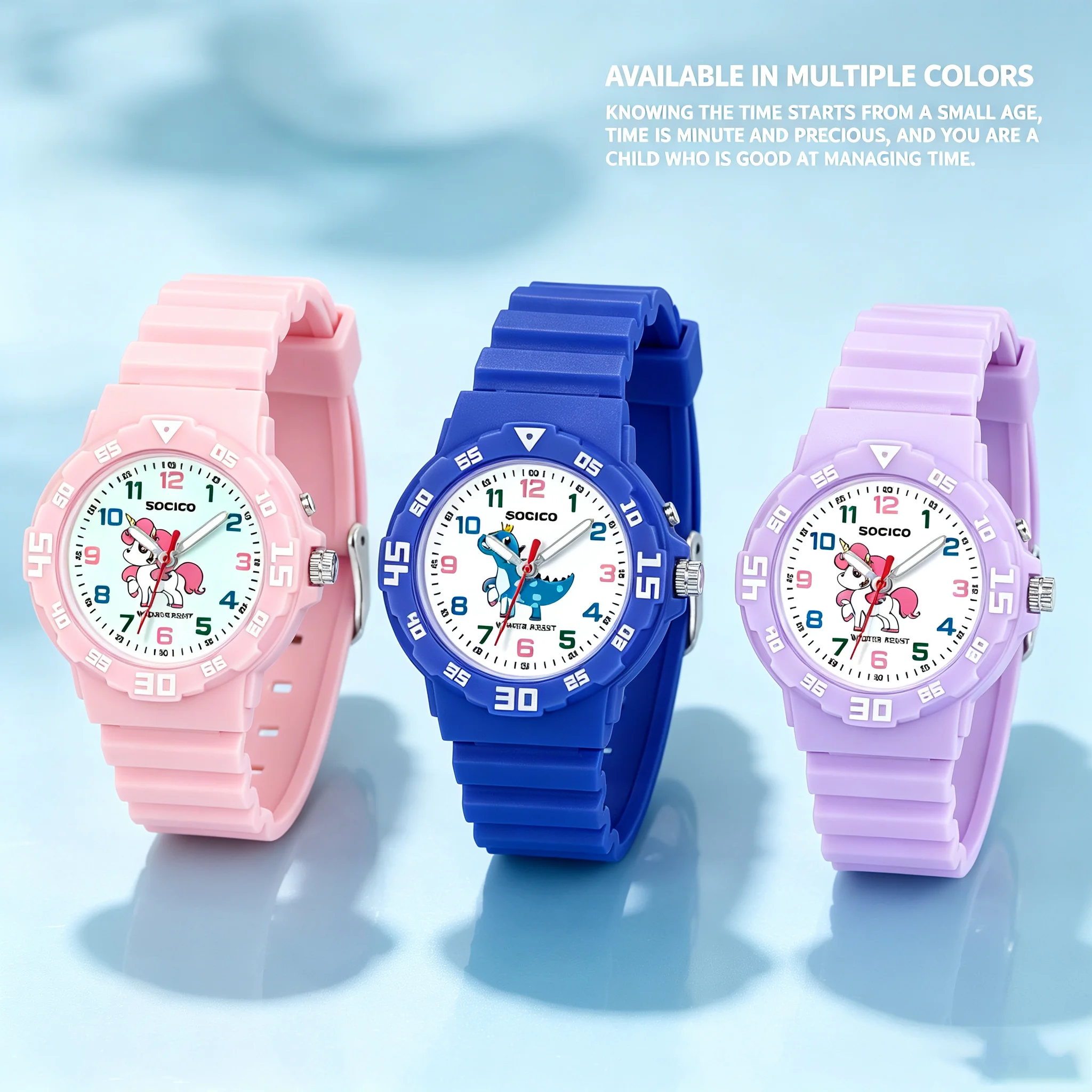 Socico Kid's Digital Watch for Boys and Girls Waterproof LCD Digital Sports Kids Watch with 4 Color LED Lights, Stopwatch, Alarm