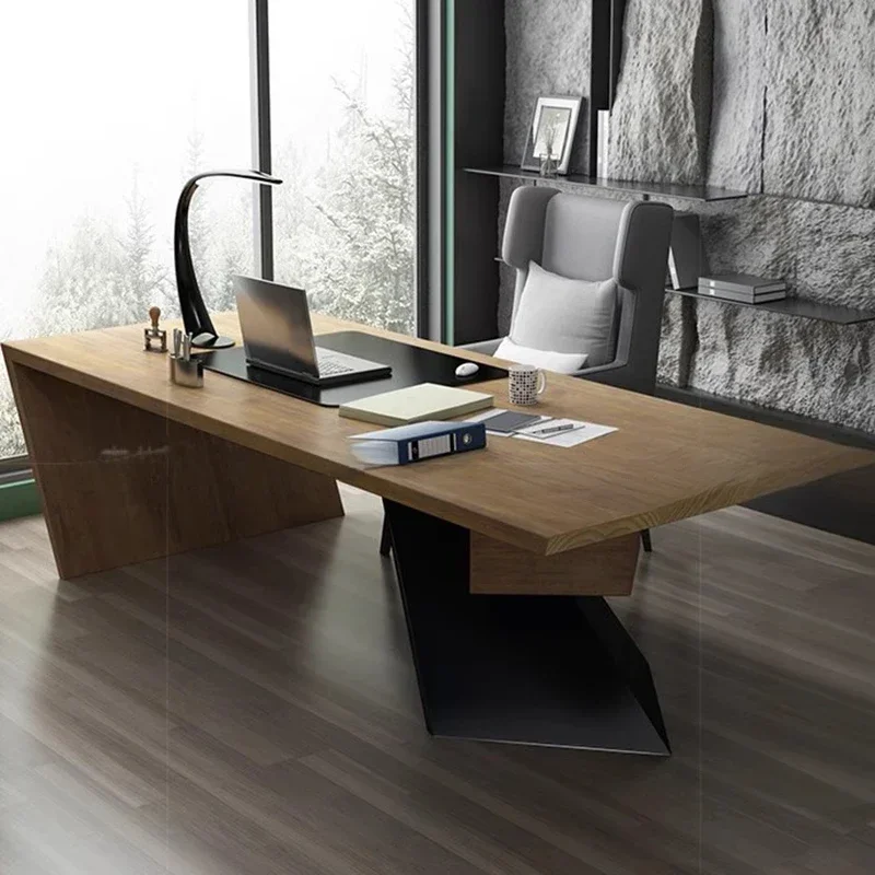J Reception Work Desk Executive Pullout Under Computer Modern Gaming Standing Work Drawers Scrivania Elettrica Wood Furniture