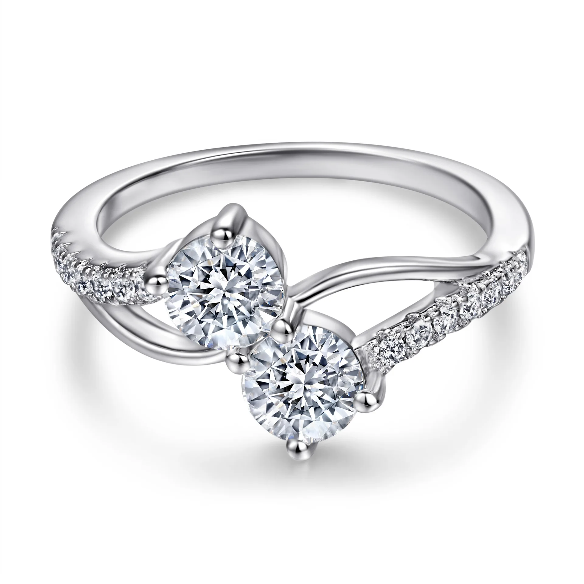 The New S925 Silver Creative 8-shaped Micro Set Double Zircon Minimalist Ring Accessory Is Sent As A Replacement