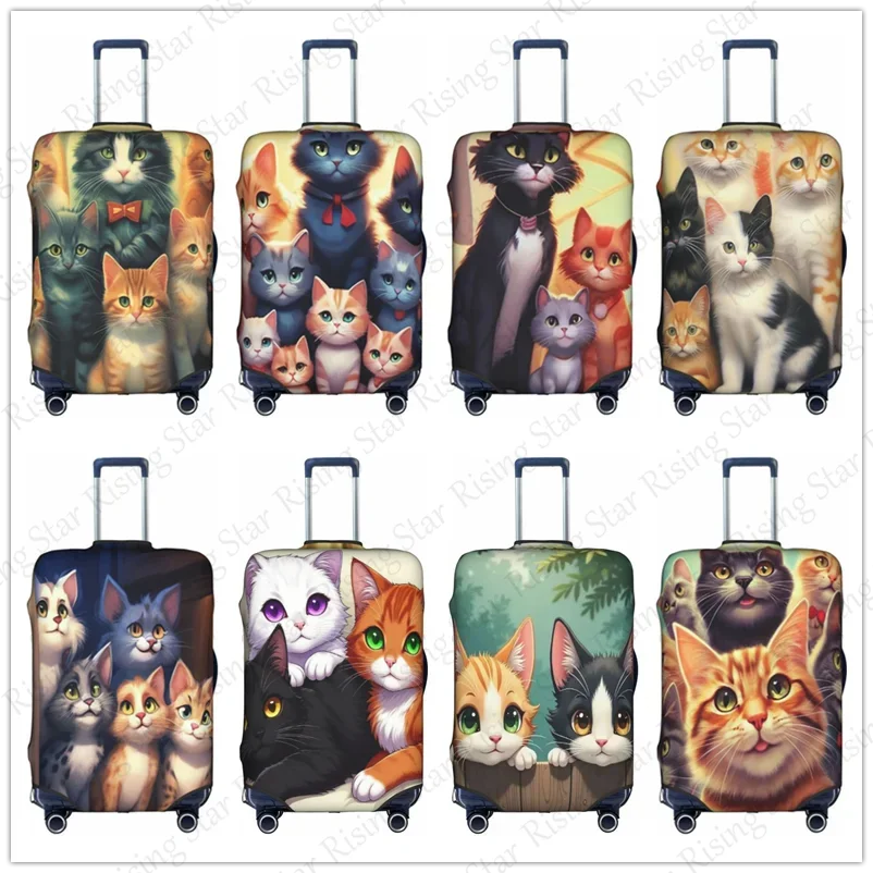 

cute Cartoon Cat Thick Elastic Luggage Protective Cover Zipper For 18-32 inch Bag Suitcase Cover Travel Accessories