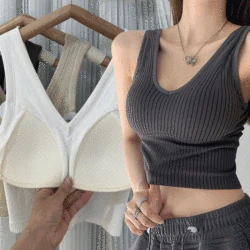 Y2k Girls Sexy Crop Tops Female Seamless One-piece Sports Bra Lingerie Underwear Female Summer Vest Camisole with Chest Pads