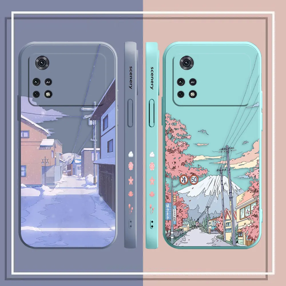 Hand Painted House Snow Scene Phone Case For Xiaomi PCOO C40 F3 F4 F5 M3 M4 M5 M6 X3 X4 X5 X6 GT PRO NFC 4G 5G TPU Case Funda