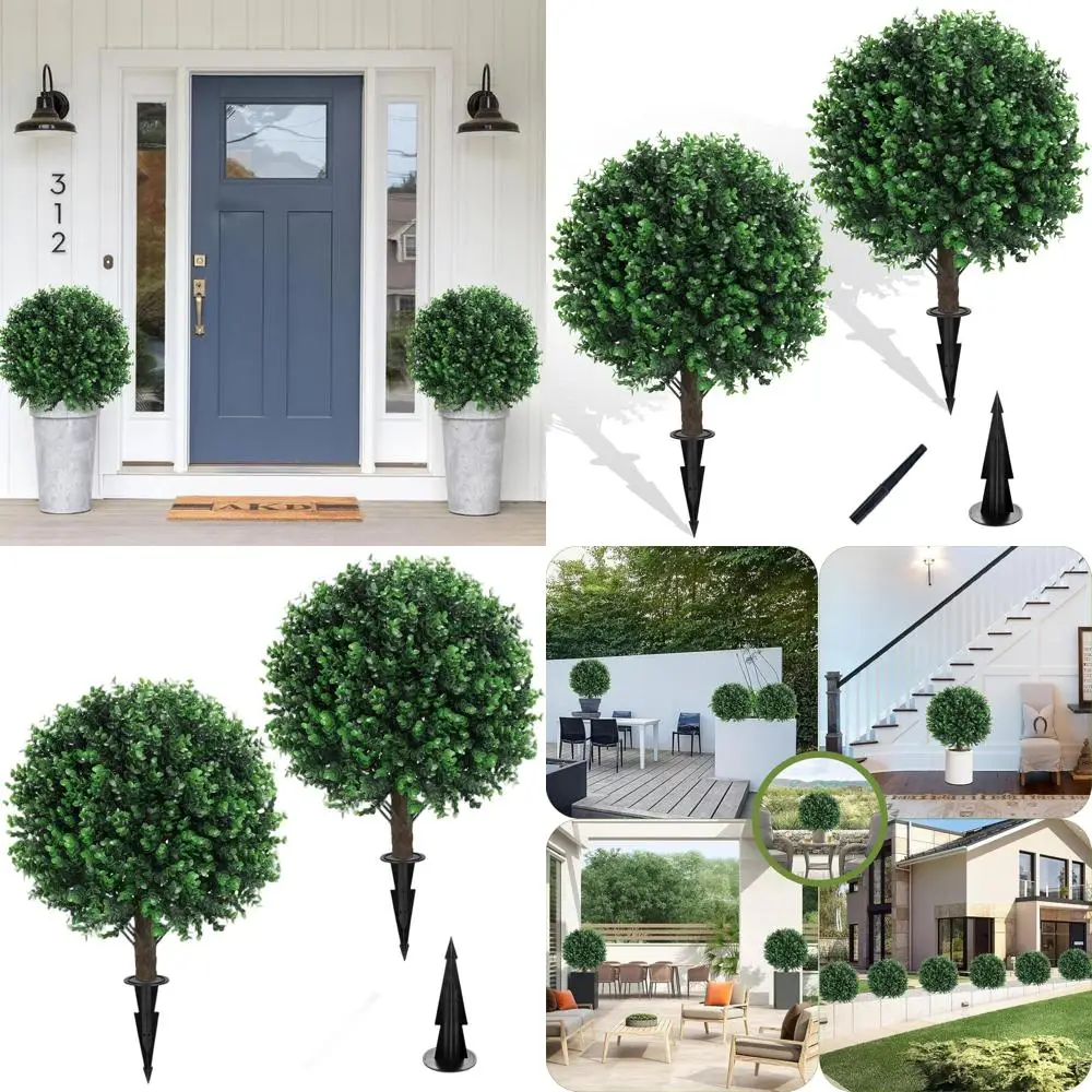 

Наружный термостойкий топиарийный шарик из искусственного самшита, набор из 2 шт., устойчивый к атмосферным воздействиям искусственный куст для переднего крыльца