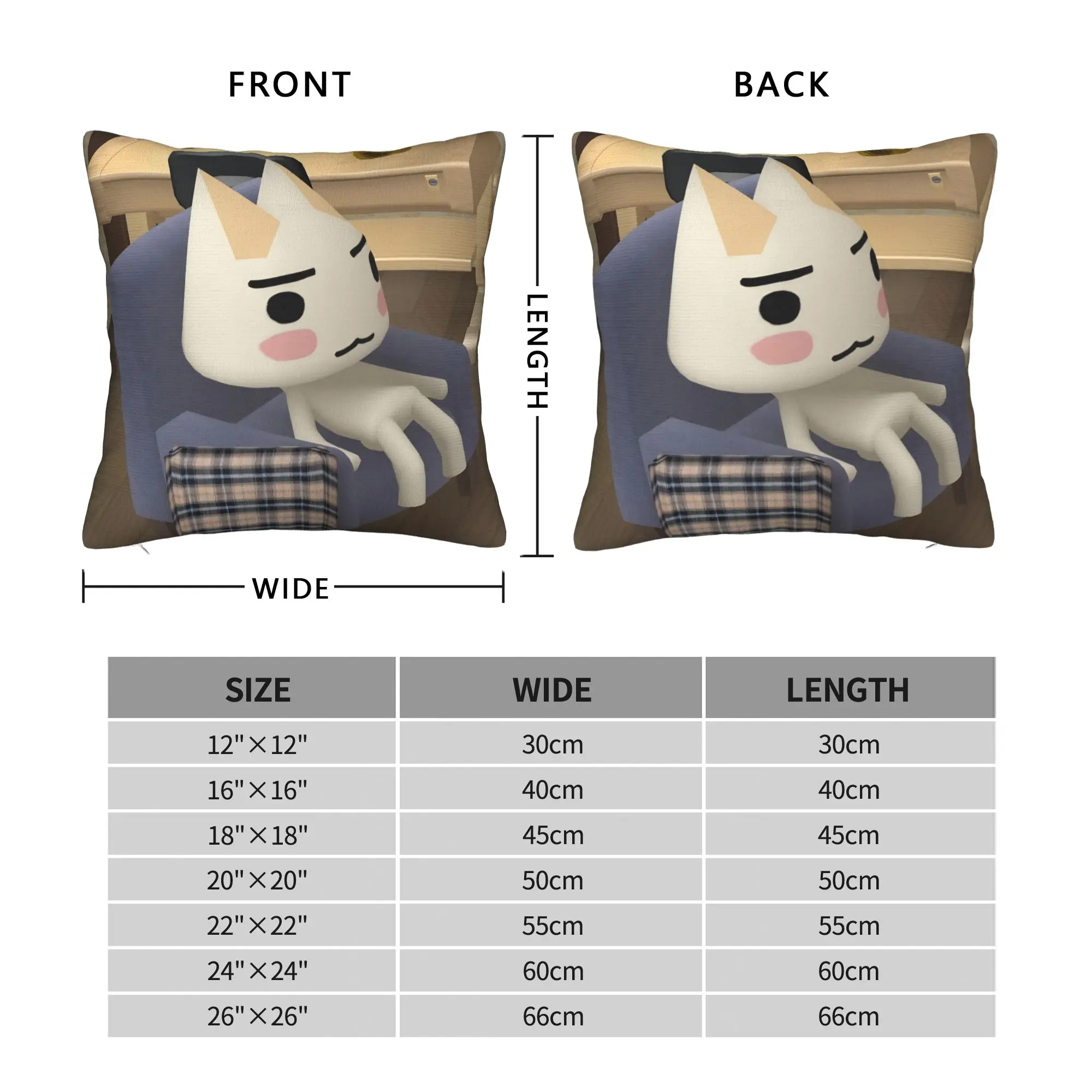 Toro Inoue Cat Pillowcase Polyester Cushion Cover Decorative Kawaii Neko Throw Pillow Case Cover Seater Zipper 40*40cm