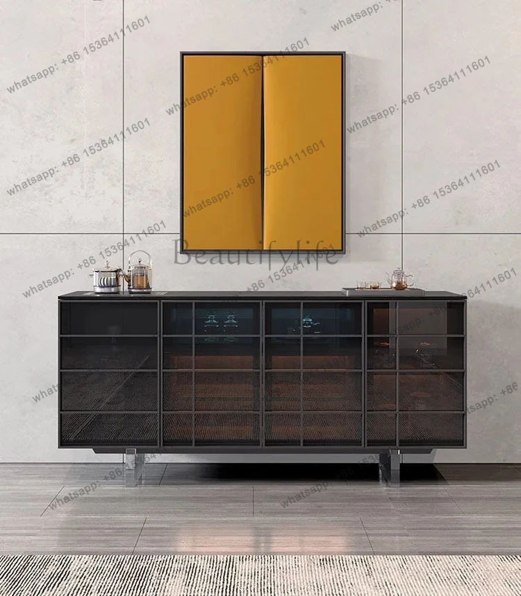 simple rock slab dining side cabinet multi-functional tea cabinet modern light luxury locker glass