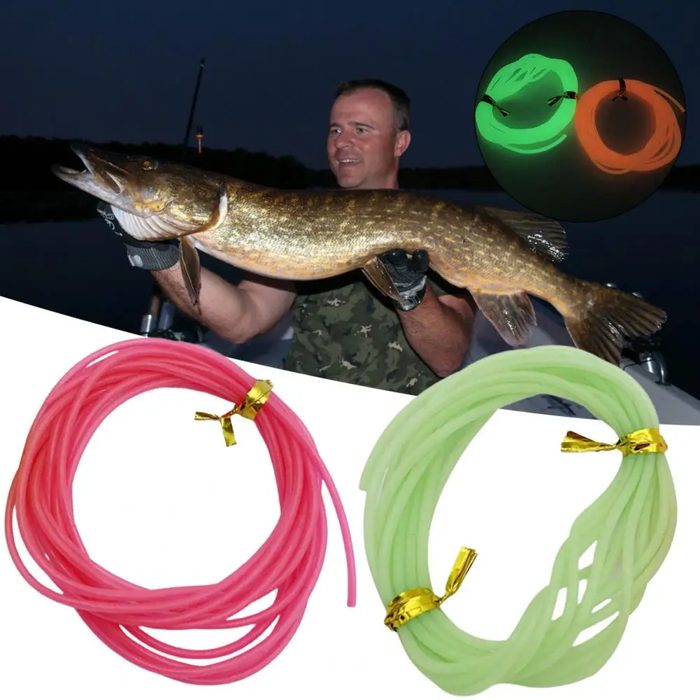 Anti-tangle  Lightweight Soft Silicone Glowing Tube Green/Pink Soft Luminous Rubber Flexible   Fishing Accessories