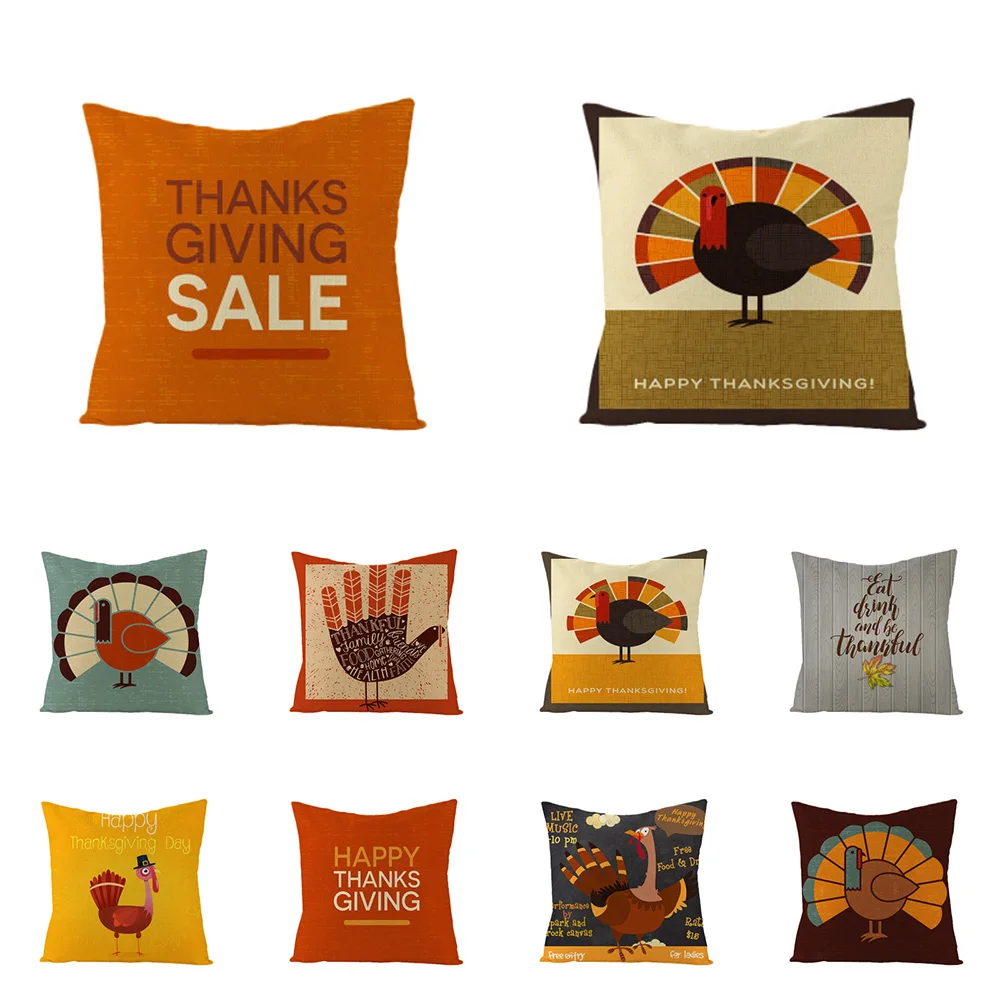

Thanksgiving Happy Print Pattern Cushion Cover Home Decoration Living Room Sofa Throw Pillow 45 * 45cm