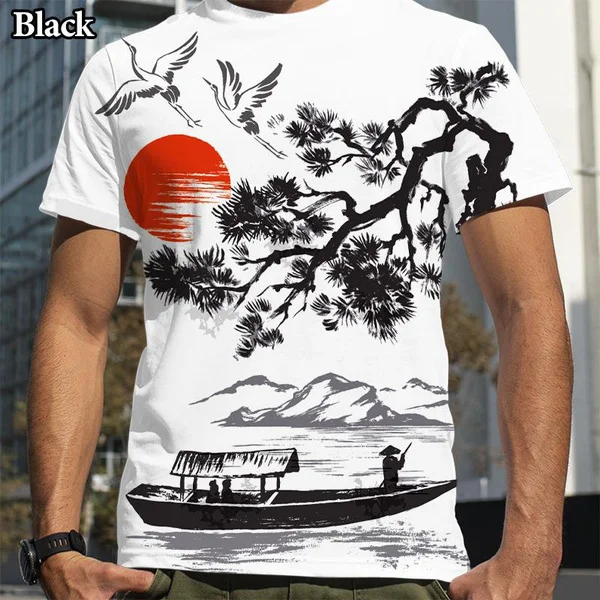 Ink Painting 3d Printing T-shirt New Art Design Fashion Casual Short-sleeved T-shirt