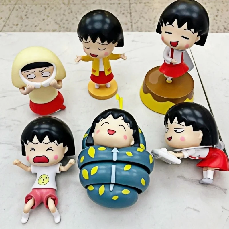 

Kawaii Cherry Maruko Funny Daily Series Blind Box Winding Doll Movable Handmade Anime Figure Desktop Ornament Toys Birthday Gift
