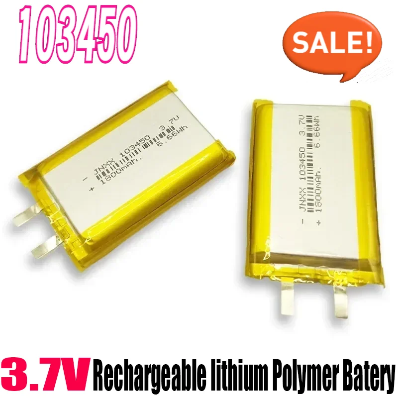 

3.7V 1800mAh 103450 Polymer Lithium CELLS Rechargeable Battery for Beauty Instrument Camera GPS Navigator MP5 Bluetooth Headset