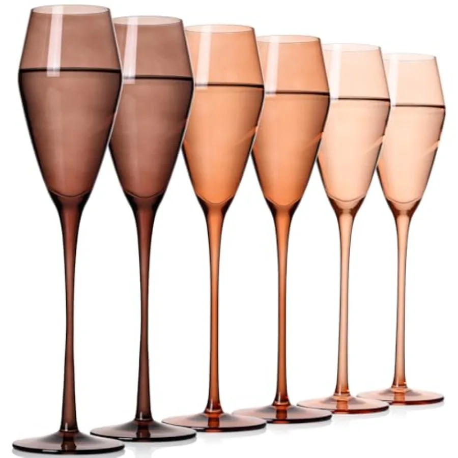 

Набор фужеров для шампанского JOVGANG, 6 штук, 7,5 унций, ручной выдувки, из бессвинцового хрусталя, осенние фужеры для шампанского, элегантные фужеры для шампанского