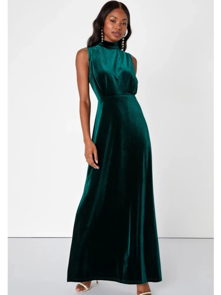 

Элегантное женское зеленое платье макси с круглым вырезом, модные платья без рукавов, вечерние женские уличные вечерние платья, осень-зима 2024, осень-зима