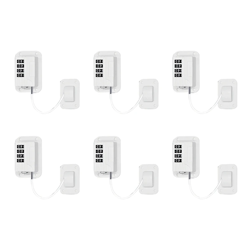 

6X Upgraded Password Window Lock Child Safety Lock Baby Protection Children Fridge Lock Door Cabinet Limiter Locks-White