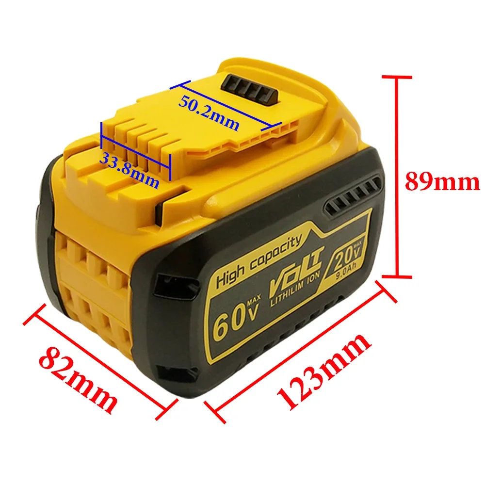 9.0Ah 60V Battery For Dewalt 20V Battery DCB609 Replacement Li-ion Power Tool Battery For Dewalt Batteries With LED Lamp