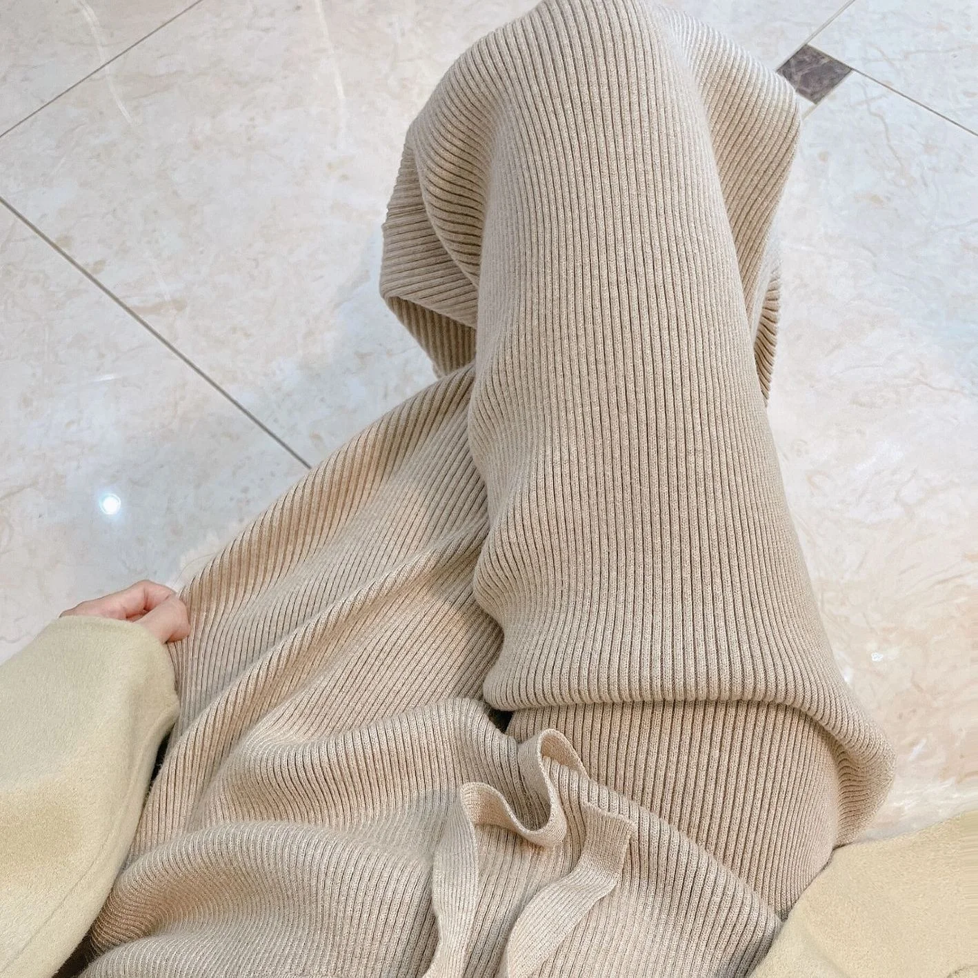 

Leg Knitted Wide Pants Women 2023 New Autumn Winter Fashion Loose Trousers Female Casual Warm Solid Sweater Pants Tops W60