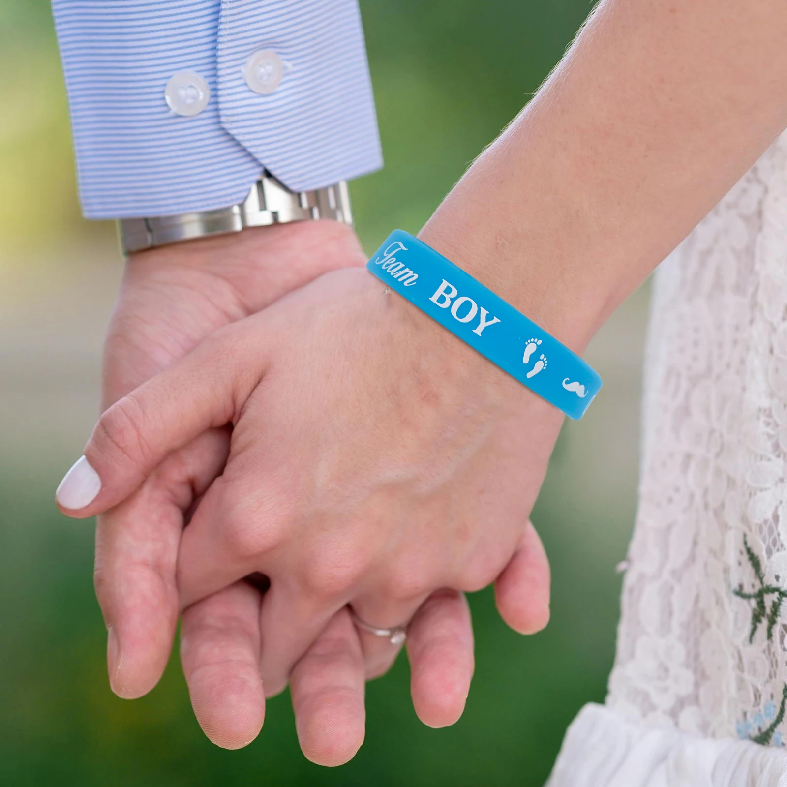 

10pcs Gender Reveal Silicone Wristbands Baby Shower Party Favors Bracelet Decoration Team Rubber Wristband Lightweight Durable