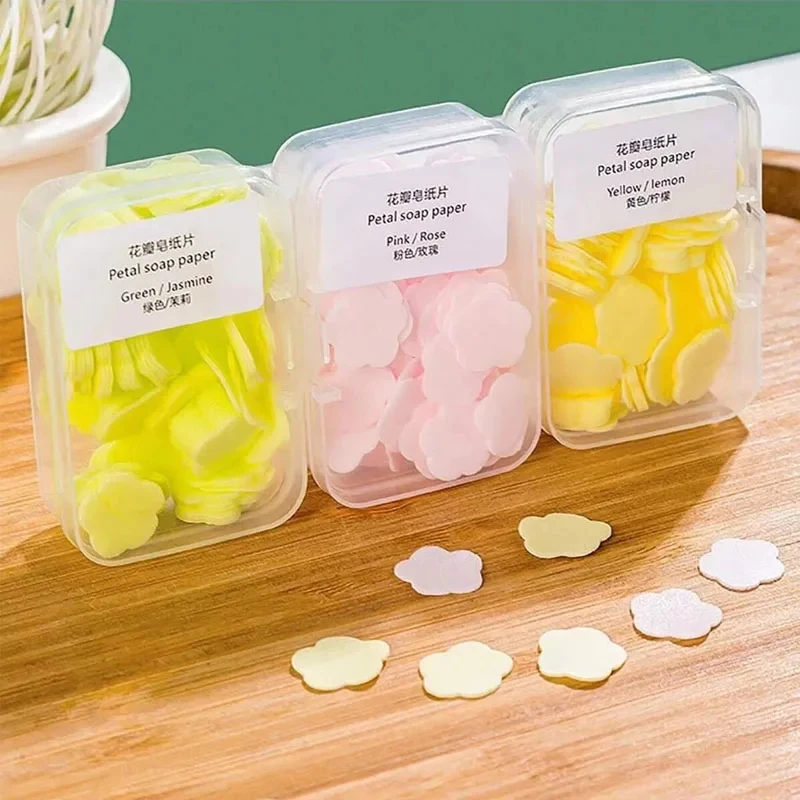 1-6pcs Portable Soap Paper Bath Hand Washing Disposable Soap Slice Mini Flower Travel Scented Petal Handwashing Soap