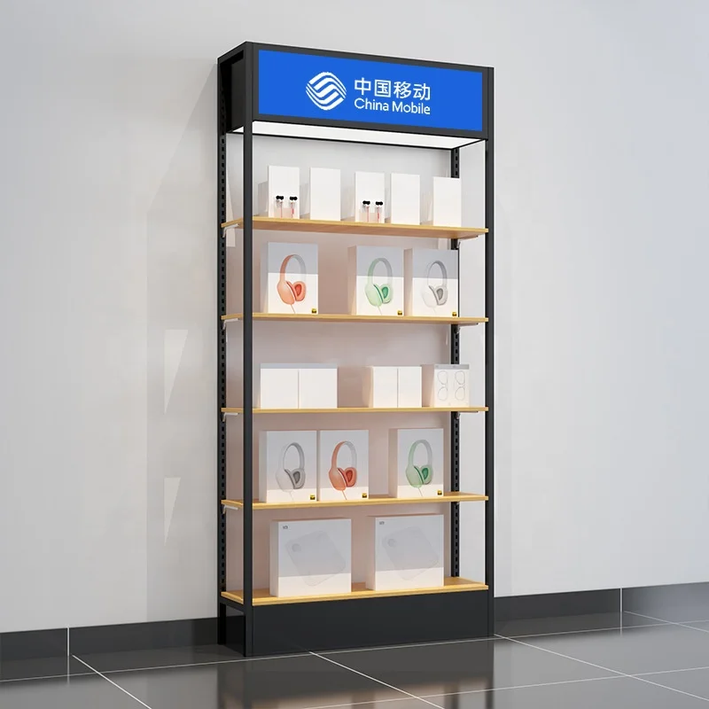 Custom, Cheap metal retail phone shop accessories display stand display rack wooden shelf for phone