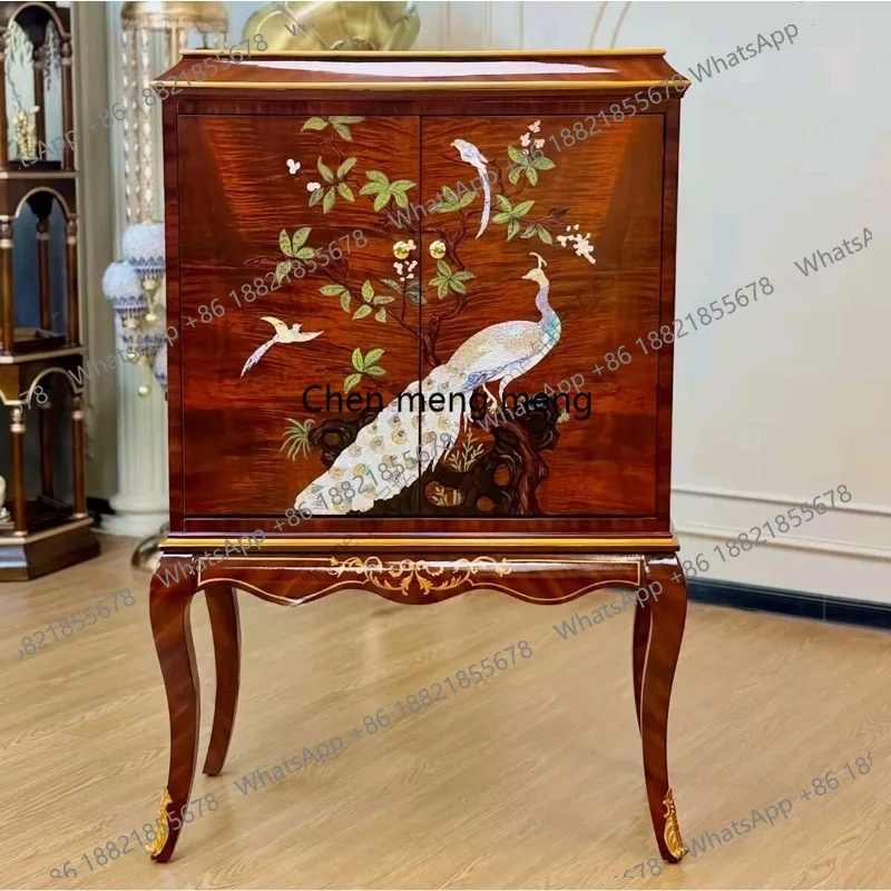 

Inlaid double-door two-chest cabinet, European living room, multi-functional cabinet, villa, luxury corner cabinet