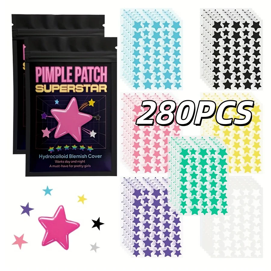 Star Pimple Patches for Face Hydrocolloid,280 Patches, Hydrocolloid Acne Patch, Cute Star Pimple Patch