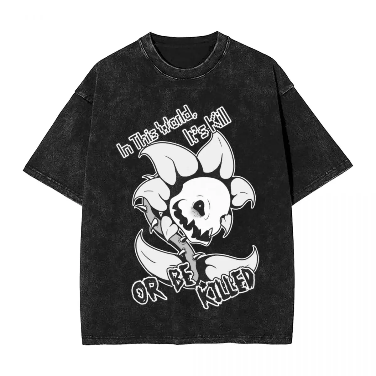

Undertale Flowey The Flower Washed T Shirt Streetwear Hip Hop Novelty T-Shirt Tees Men Women Cotton High Street Printed