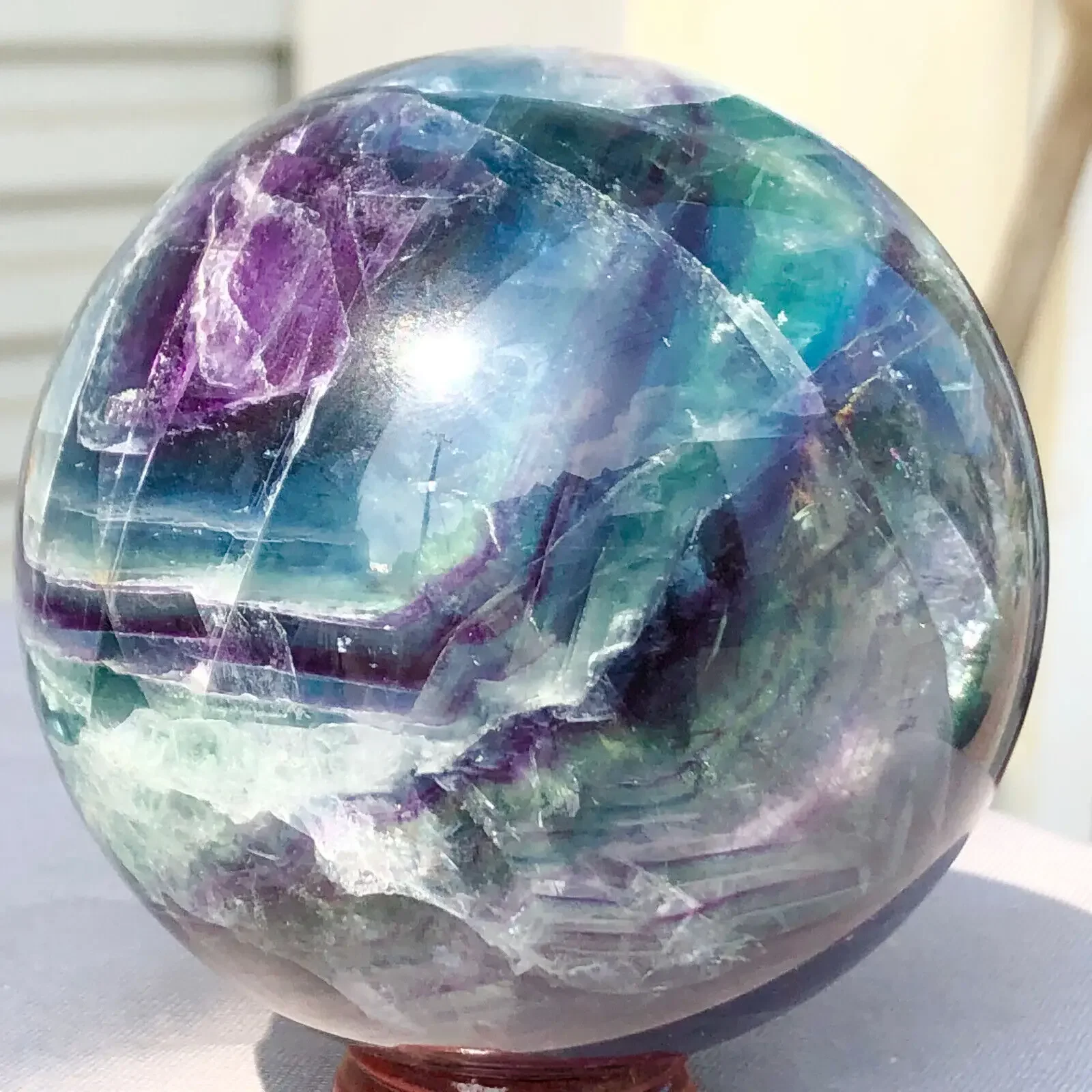 Beautiful Natural Fluorite Crystal Ball Natural Crystal Energy Sphere