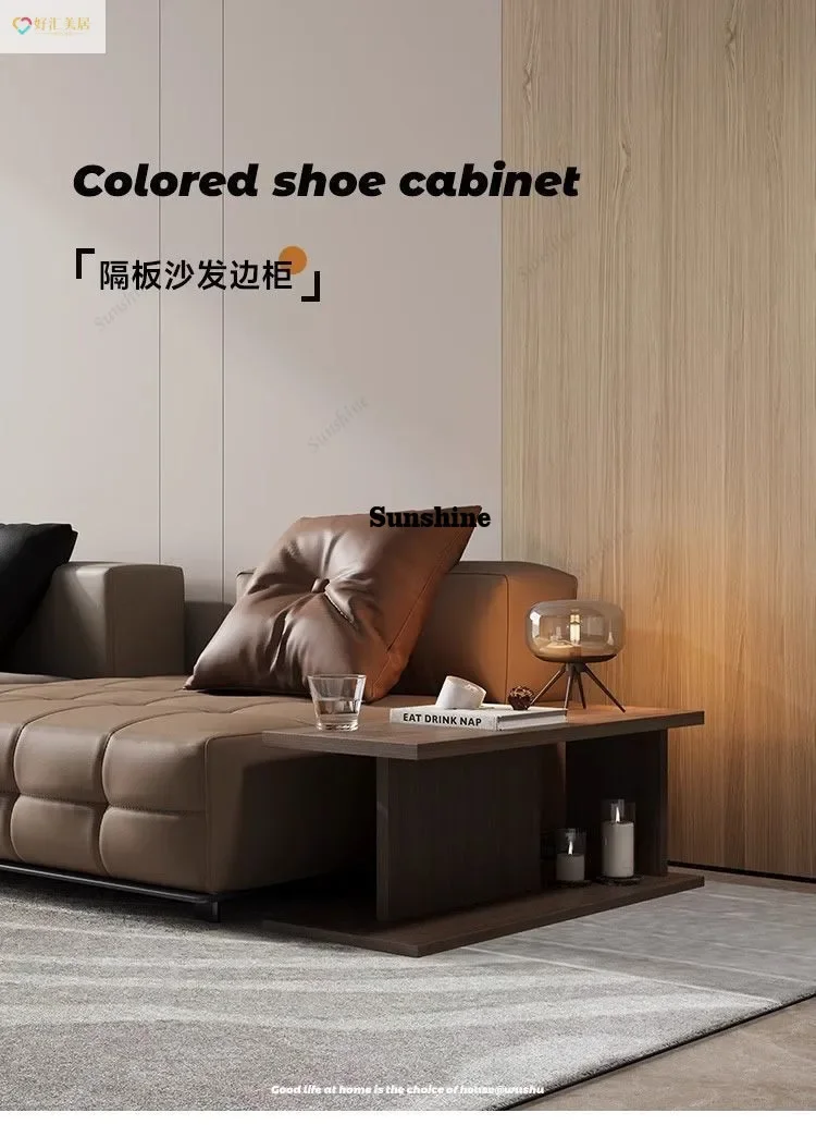 

YMedieval solid wood sofa side cabinet Italian minimalist small apartment modern simple coffee table living room side sofa side