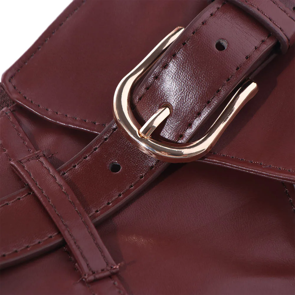 Fashion Adjustable Elastic Cummerbunds Solid Color Elastic Wide Belt PU Leather Slimming Waist Corset Dress