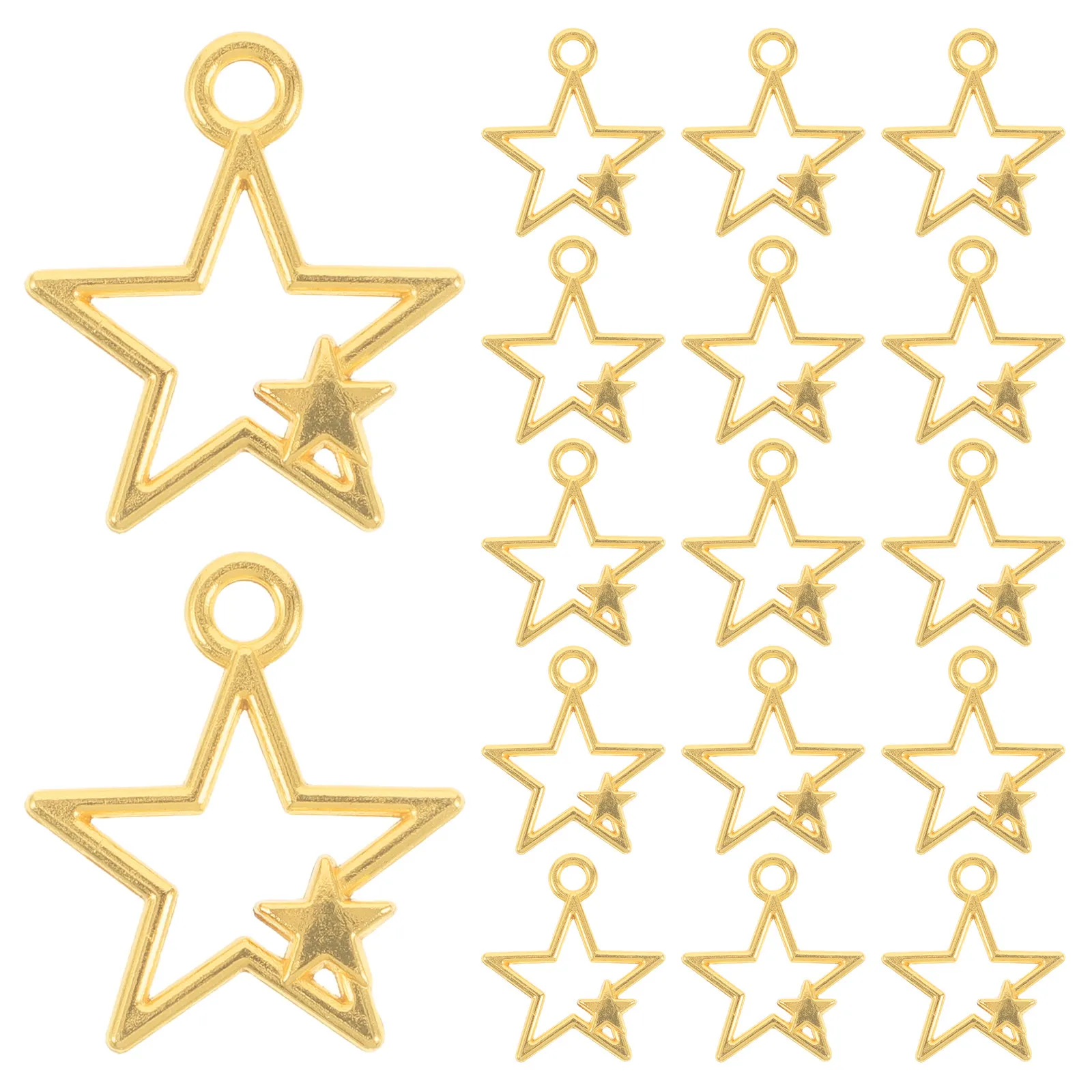 

100Pcs Metal Star Charms Golden Hollow Pendants for Jewelry Making DIY Necklaces Bracelets Keychains Craft Supplies