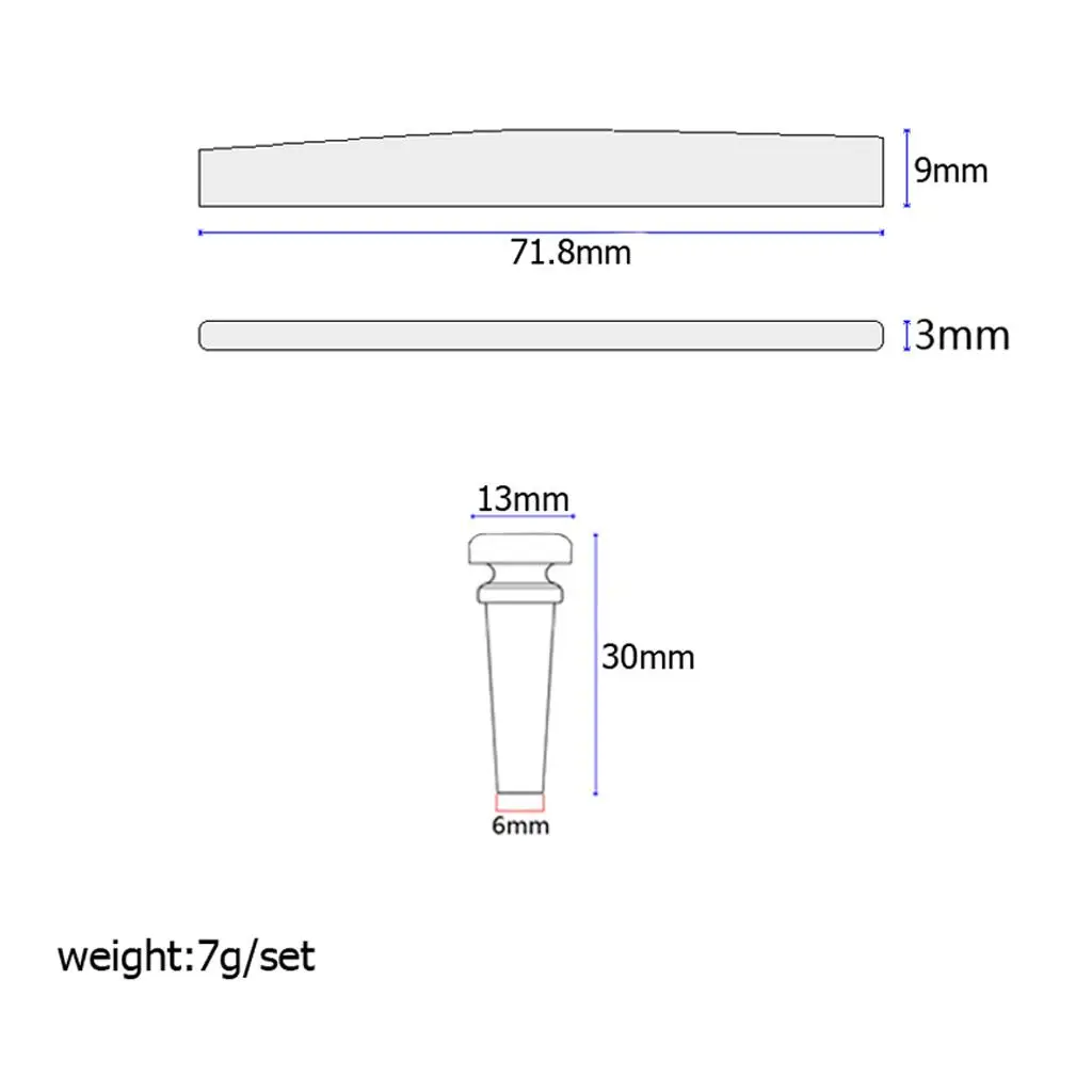4 szt. Kołki mostkowe do gitary basowej akustycznej + siodełko DIY części instrumentów