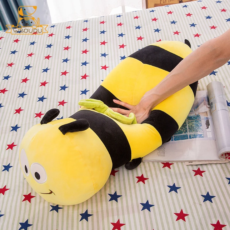 Big Bee Pillow Cute Soft Plush Stuffed Toys Animal Baby Dolls Hug Sleep Cuddle Large Cartoon Honeybee Long Cushion Children Gift